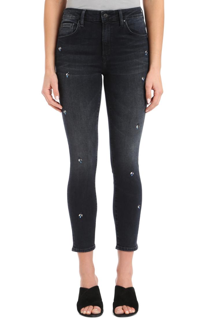 Women's Mavi Jeans Tess Crystal Embellished Super Skinny Jeans X 27 - Blue
