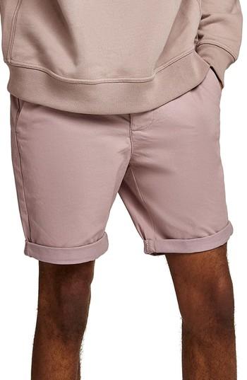 Men's Topman Skinny Fit Chino Shorts - Pink