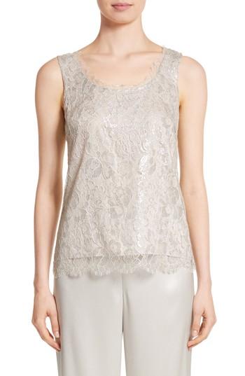 Women's St. John Collection Metallic Lace Tank - Metallic