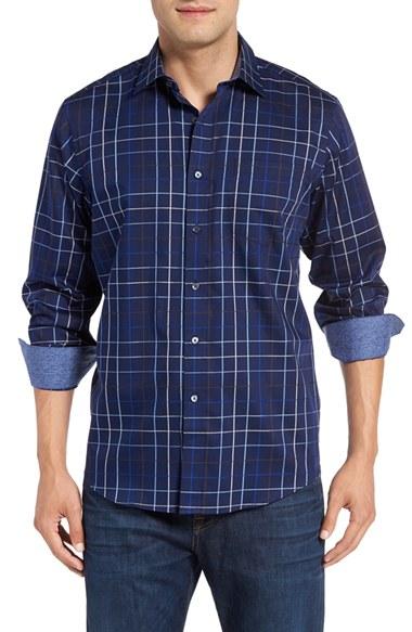 Men's Bugatchi Classic Fit Windowpane Sport Shirt