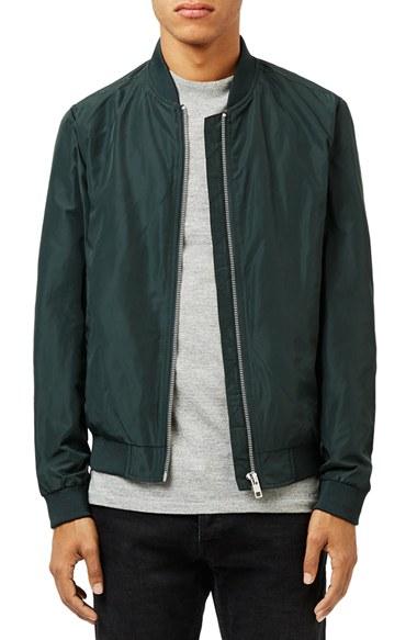 Men's Topman Lightweight Bomber Jacket - Green