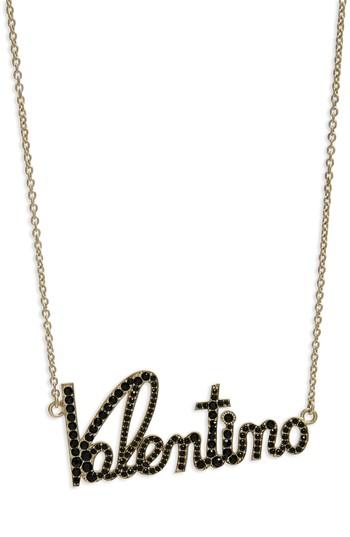 Women's Valentino Crystal Logo Statement Necklace