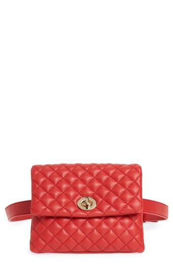 Mali + Lili Quilted Vegan Leather Convertible Belt Bag - Red