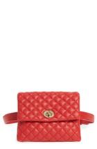 Mali + Lili Quilted Vegan Leather Convertible Belt Bag - Red
