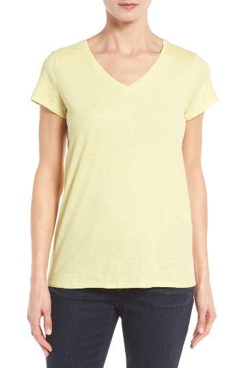 Women's Eileen Fisher Organic Cotton V-neck Tee - Yellow