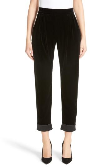 Women's Armani Collezioni Stretch Velvet Ankle Pants - Black