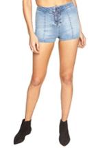 Women's Amuse Society Daisy Chain High Waisted Denim Shorts - Blue