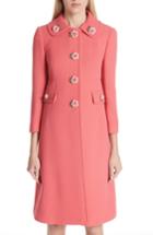 Women's Dolce & Gabbana Rose Button Wool Coat Us / 42 It - Pink