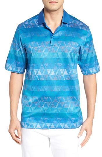 Men's Bugatchi Triangle Jacquard Polo, Size - Blue