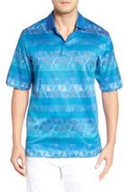 Men's Bugatchi Triangle Jacquard Polo, Size - Blue