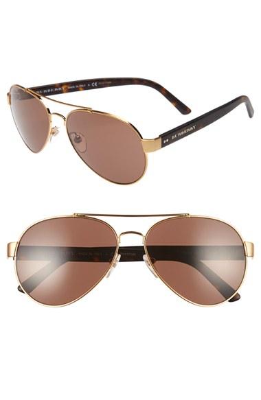 Women's Burberry 59mm Aviator Sunglasses - Gold
