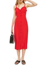 Women's Topshop Ruffle Button Down Slipdress Us (fits Like 0) - Red