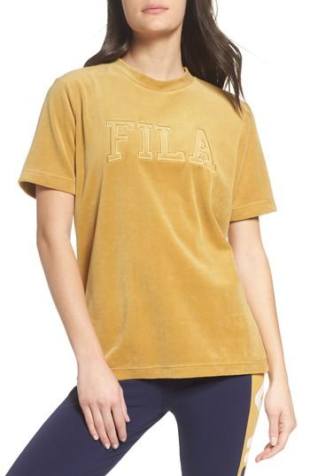 Women's Fila Velour Logo Tee - Yellow