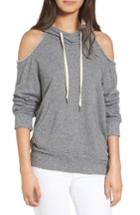 Women's Splendid Cold Shoulder Hooded Sweatshirt - Grey