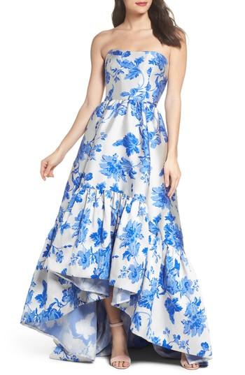 Women's Mestiza Georgiana Floral High/low Strapless Gown - Blue
