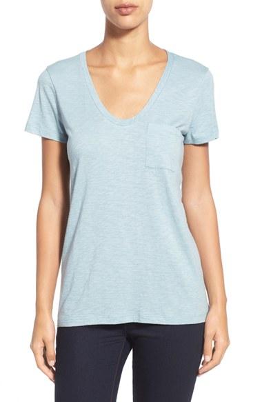 Women's Caslon Relaxed Slub Knit U-neck Tee, Size - Blue