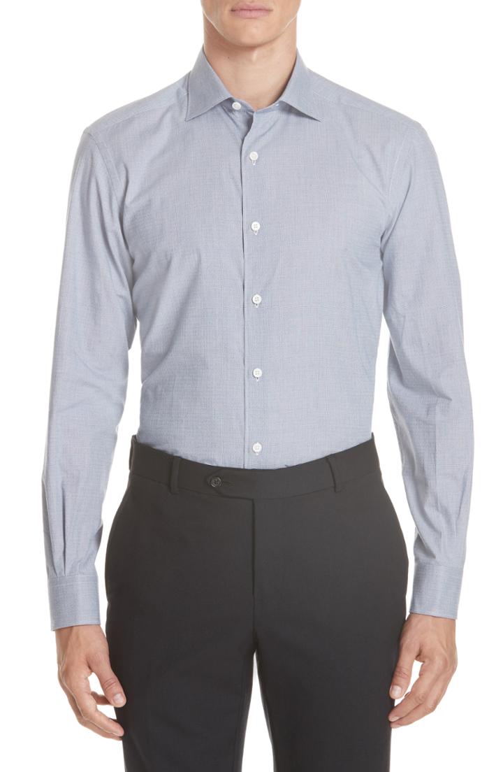 Men's Ermenegildo Zegna Classic Fit Solid Sport Shirt, Size - Blue