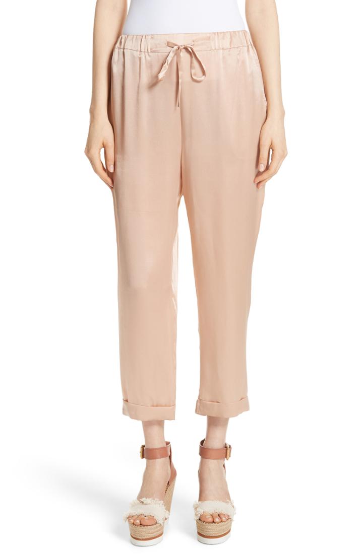 Women's Mes Demoiselles Fester Silk Ankle Pants Us / 36 Fr - Beige