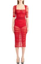 Women's Dolce & Gabbana Ruched Tulle Body-con Dress Us / 38 It - Red