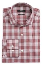 Men's Boss Jason Slim Fit Plaid Dress Shirt - Red