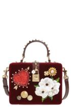 Dolce & Gabbana Heart Floral Embellished Velvet Box Bag - Red
