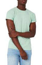 Men's Topman Muscle Fit Roll Sleeve T-shirt - Green