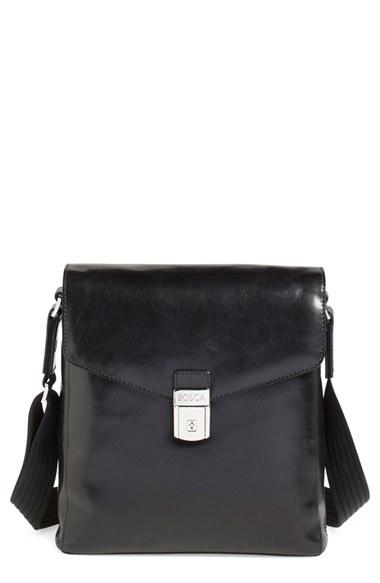 Men's Bosca 'man Bag' Leather Crossbody Bag - Black