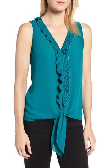 Women's Chelsea28 Ruffle Tie Front Top, Size - Blue/green