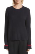 Women's Grey Jason Wu Contrast Trim Merino Wool Sweater - Blue