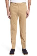 Men's Zanella Parker Flat Front Solid Stretch Cotton Trousers