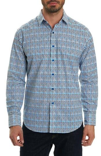 Men's Robert Graham Rolf Classic Fit Houndstooth Print Sport Shirt - White