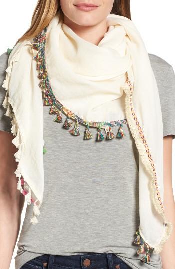 Women's Steve Madden Catalunya Tassel Wrap, Size - Ivory