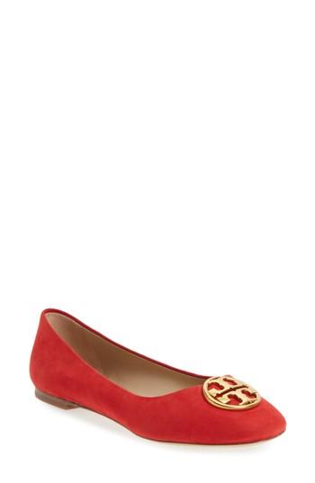 Women's Tory Burch Chelsea Ballet Flat .5 M - Red