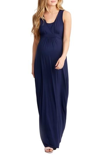 Women's Nom Maternity Hollis Maternity/nursing Maxi Dress - Blue