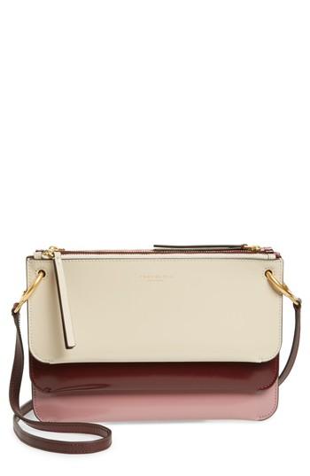 Tory Burch Leather Accordion Crossbody Bag - Beige