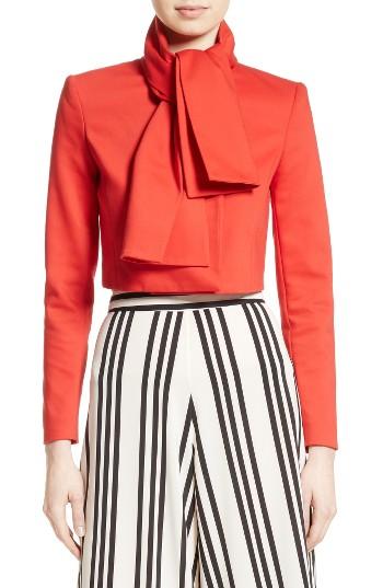 Women's Alice + Olivia Adair Tie Neck Crop Jacket