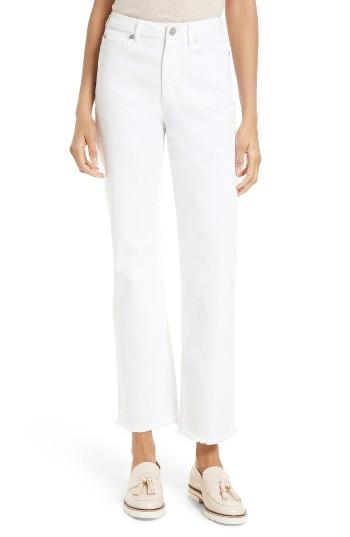 Women's La Vie Rebecca Taylor Anais Frayed Hem Wide Leg Crop Jeans