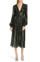 Women's Saloni Ruffle Hem Silk Blend Dress - Black