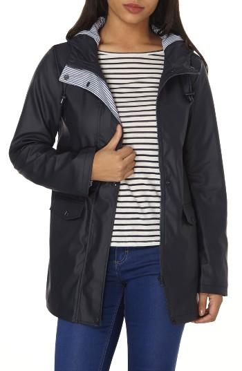 Women's Dorothy Perkins Hooded Rain Jacket Us / 8 Uk - Blue