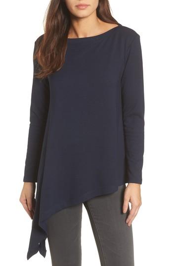 Women's Halogen Boatneck Asymmetrical Tunic - Blue