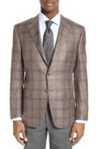 Men's Canali Classic Fit Plaid Wool Blend Sport Coat R Eu - Brown