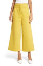 Women's Tibi Wide Leg Crop Denim Pants - Yellow