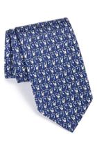Men's Salvatore Ferragamo Elephant Print Silk Tie, Size - Blue
