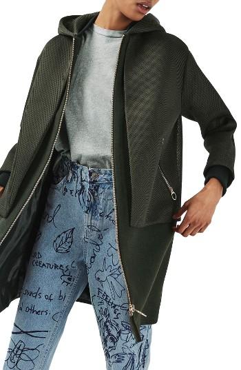 Women's Topshop Airtex Overlay Wool Blend Coat