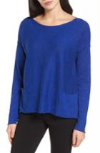 Petite Women's Eileen Fisher Organic Linen & Cotton Knit Boxy Top, Size P - Blue