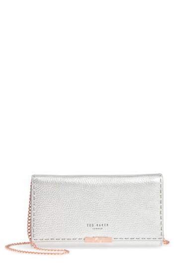 Ted Baker London Janet Metallic Leather Crossbody Matinee Wallet On A Chain - Metallic