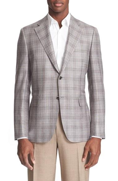 Men's Canali Classic Fit Plaid Wool Blend Sport Coat
