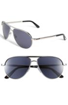 Women's Tom Ford 'marko' 58mm Metal Aviator Sunglasses - Shiny Rhodium/ Blue