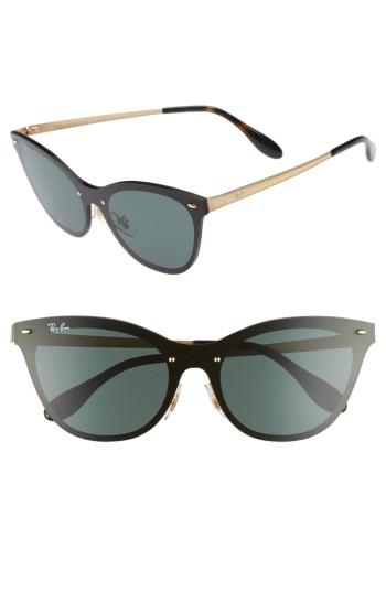 Women's Ray-ban Blaze 58mm Mirrored Cat Eye Sunglasses - Gold/ Green