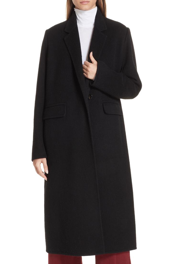 Women's Vince Long Wool Alpaca Blend Coat - Black